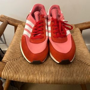 Adidas Original I-5923, pink& red runners, size 8.5